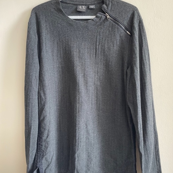 Armani Exchange Grey long sleeve shoulder zipper top - Picture 2 of 5
